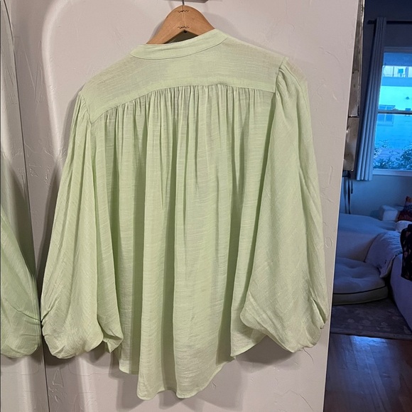 Maeve Light Green button up  Blouse - Picture 4 of 6